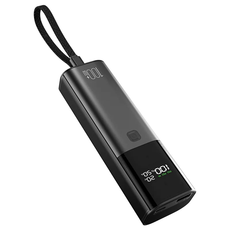 BOLOMI 100W Laptop Powerbank 10.000mAh – Snellader met Ingebouwde Type-C Kabel en LED Display