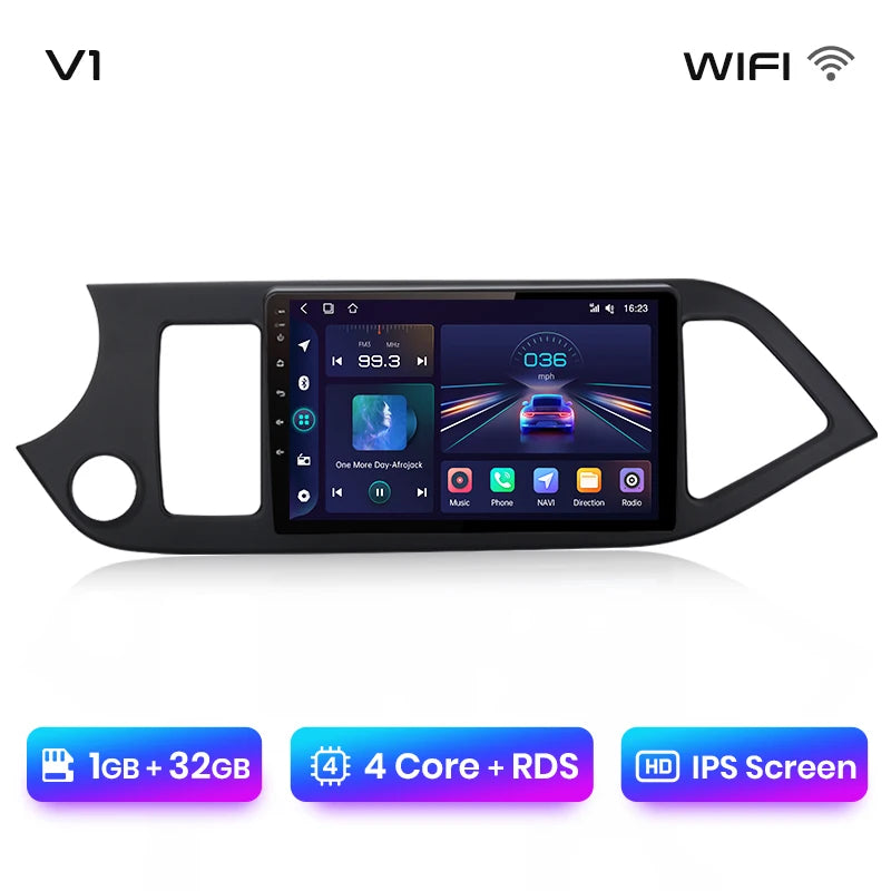 Autoradio Junsun CarPlay et Android Auto – Kia Picanto 2011–2014 – Navigation multimédia Android 12