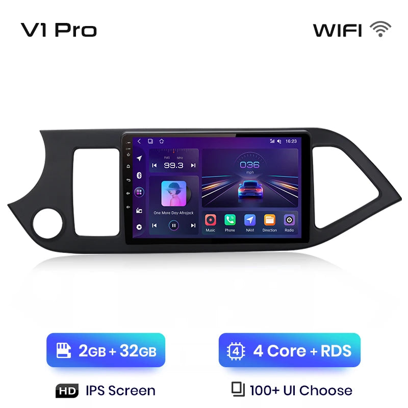 Autoradio Junsun CarPlay et Android Auto – Kia Picanto 2011–2014 – Navigation multimédia Android 12