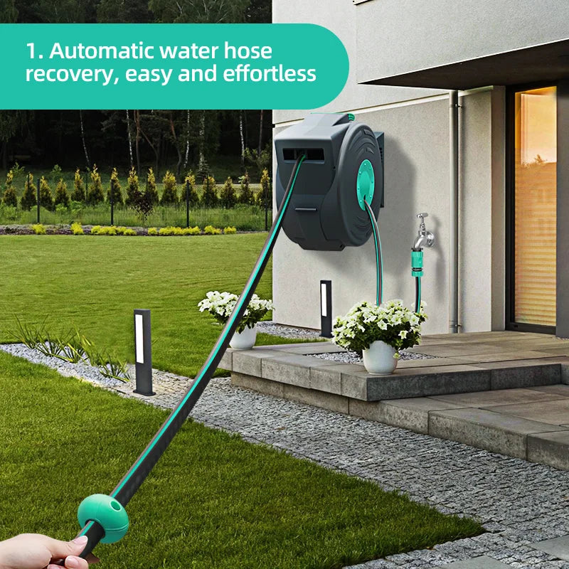 Andeca Wand-Schlauchtrommel mit automatischer Aufrollfunktion – 1/2" – Modell 15HR88 – Blau