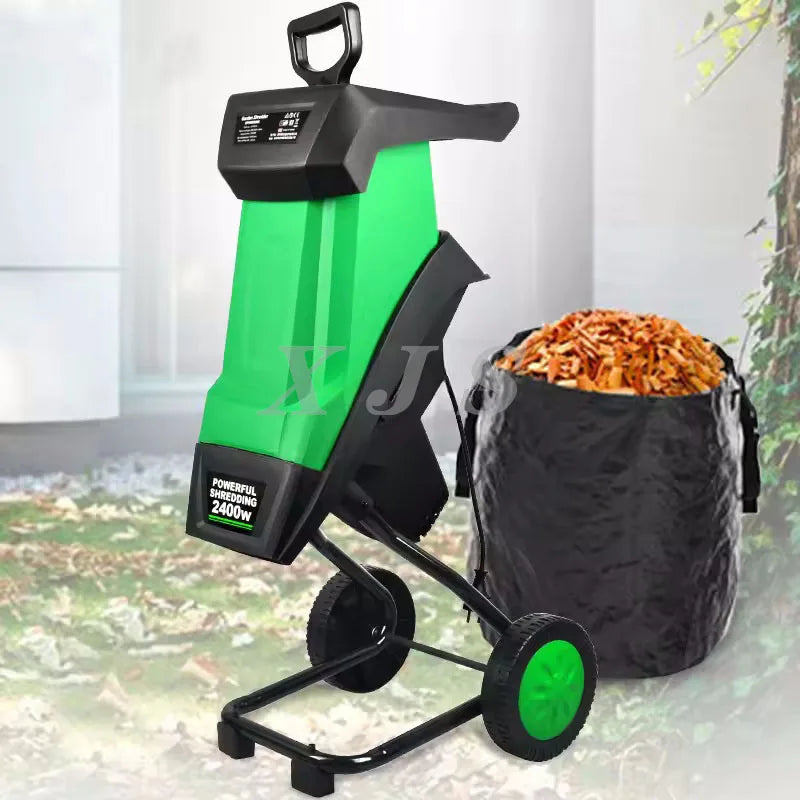 XJS 2400W Elektrischer Gartenhäcksler – 50L Grasfangkorb – 39mm Schnittkapazität
