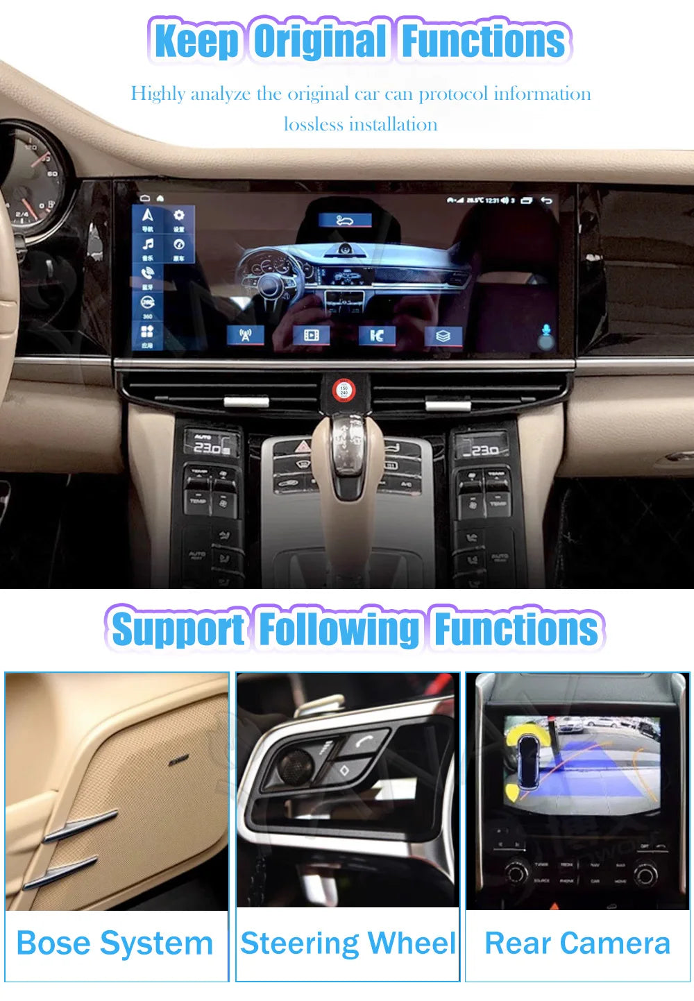 Porsche Cayenne 12.3” Android Écran tactile de Navigation & Compteur numérique (2011–2017) – CarPlay sans fil
