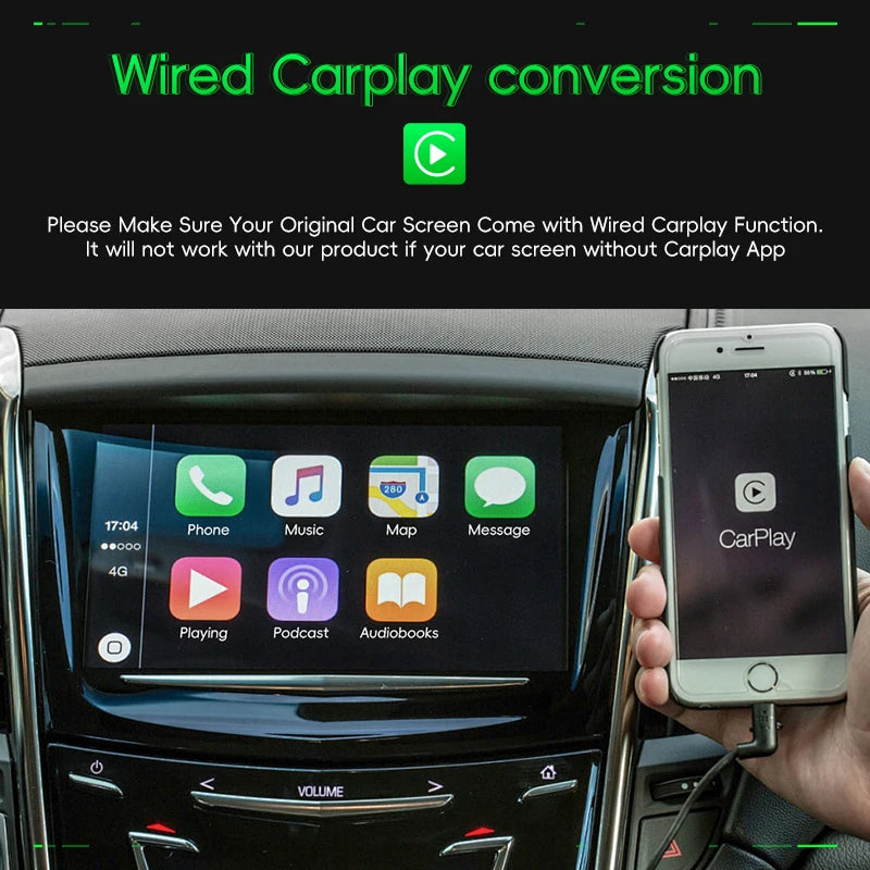 Boîtier CarPlay 3-en-1 QIANYAO – CarPlay et Android Auto sans fil – Plug & Play
