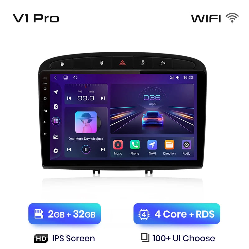 Autoradio Junsun compatible CarPlay et Android Auto – Peugeot 308 / 308S / 408 (2012–2020) – Navigation multimédia Android