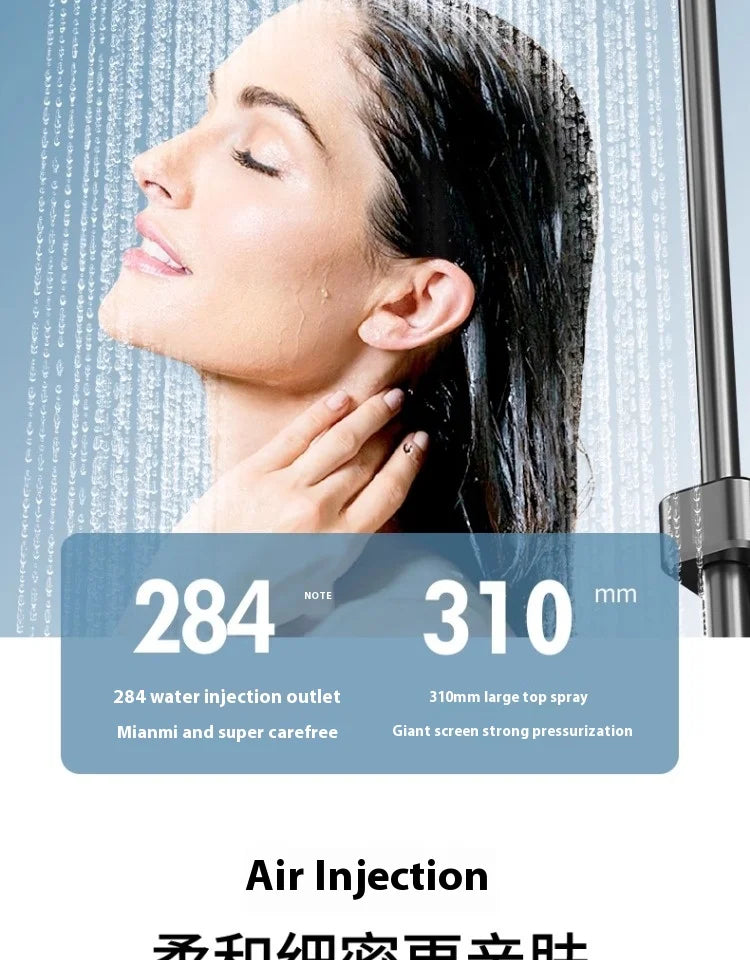 Luxus Thermostatische Regendusche Set Schwarz – Messing Duscharmatur mit Handbrause & Massagestrahlen