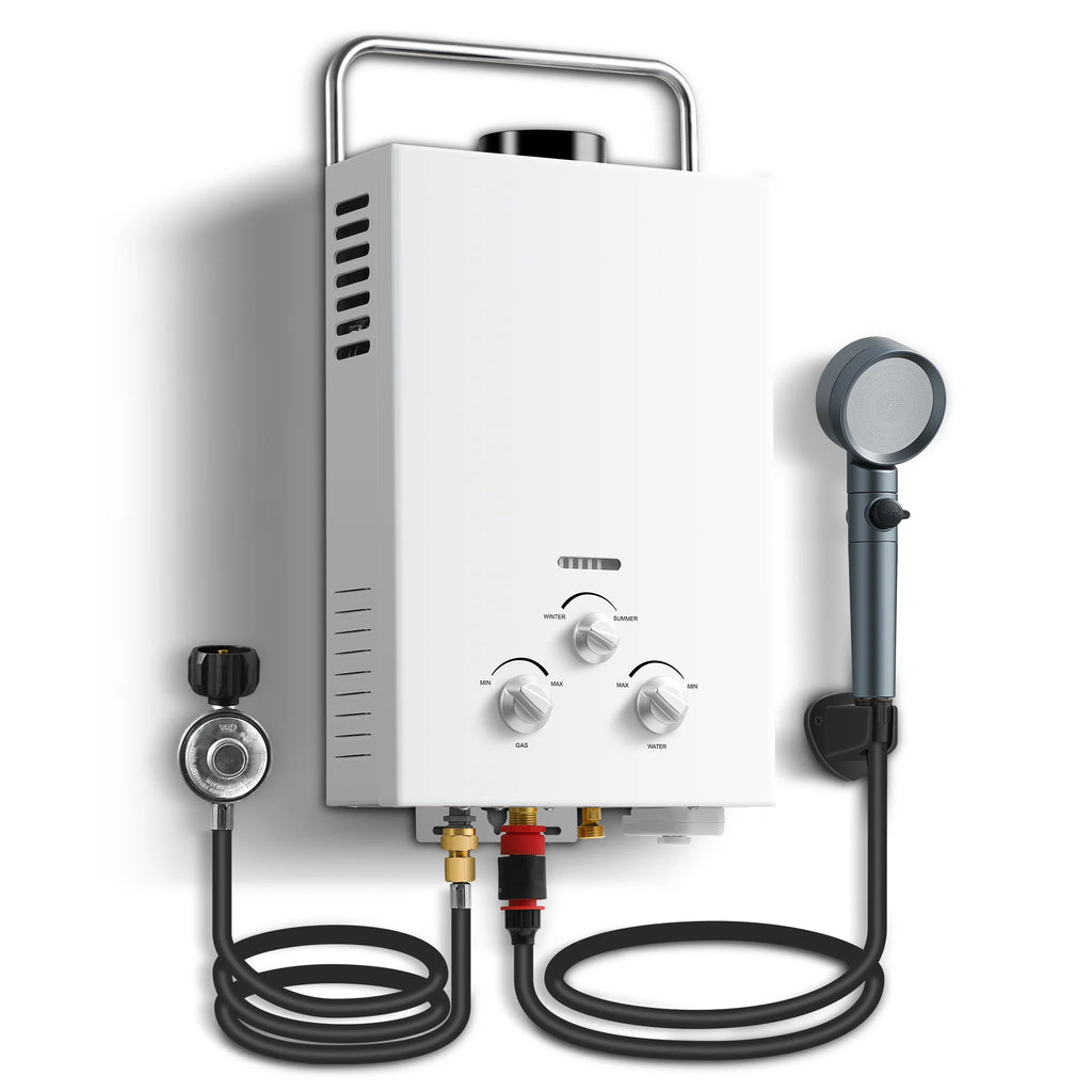 Chauffe-eau instantané au propane JSD001-6L pour l'extérieur – Chauffe-eau à gaz portable de 6 L pour le camping et les véhicules récréatifs