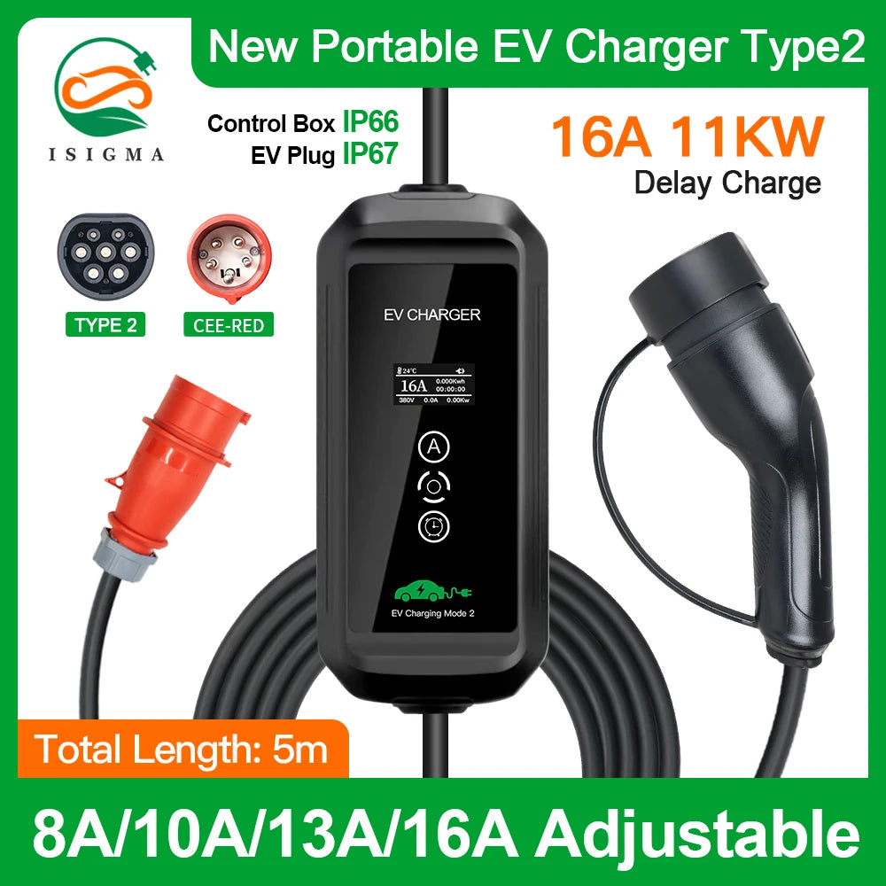 Isigma F1 7kW / 7.2kW / 11kW EV Lader – 16A/32A – 1 Fase & 3 Fase – Type 2 IEC 62196