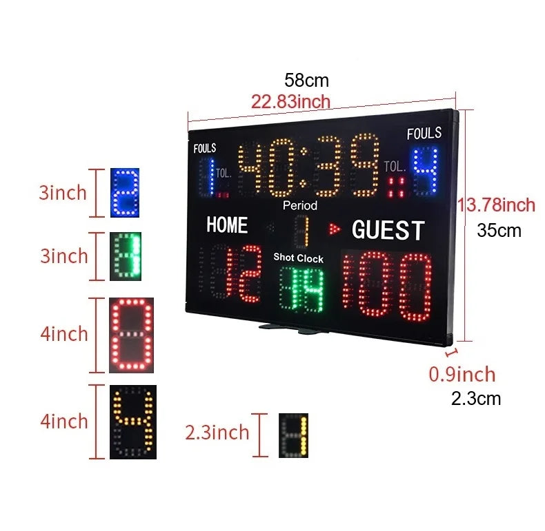 LED-Basketball-Anzeigetafel mit Fernbedienung und Timer – Digitale Anzeigetafel