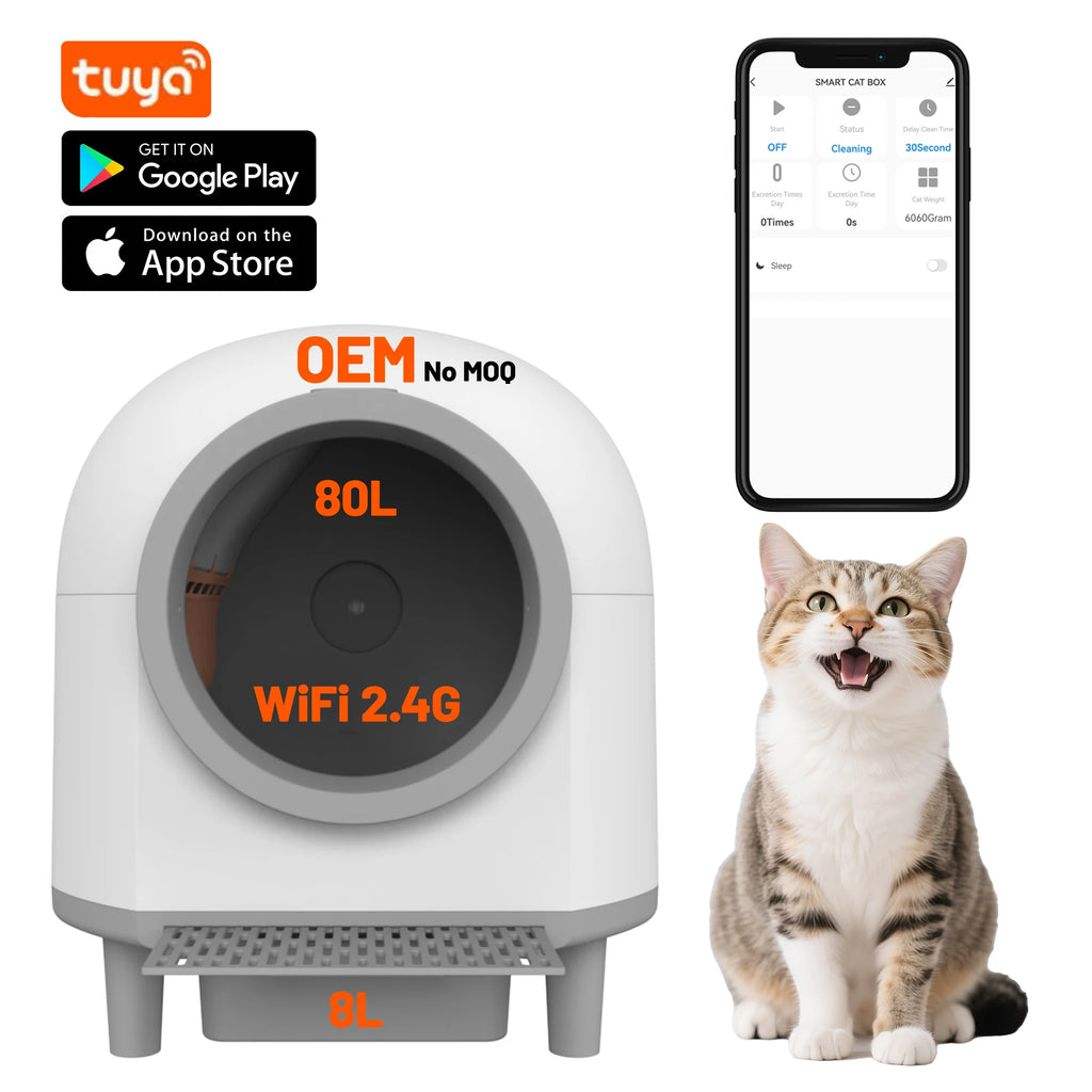 Litière Intelligente Autonettoyante pour Chat 80L avec Application – Bac à Litière Automatique avec WiFi & Contrôle des Odeurs