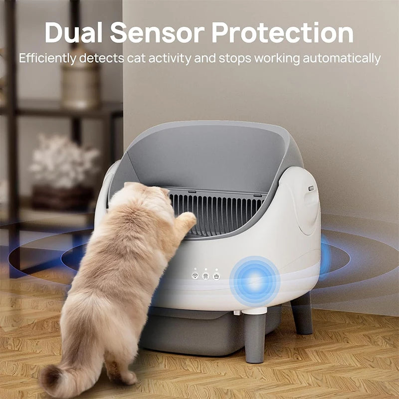 Slimme Zelfreinigende Kattenbak met App – Automatische Litter Box met Geurcontrole