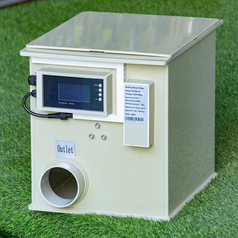 QLozone RAS Mechanischer Trommelfilter 10 m³/h – Mini-Drehtrommelfilter für Koiteiche