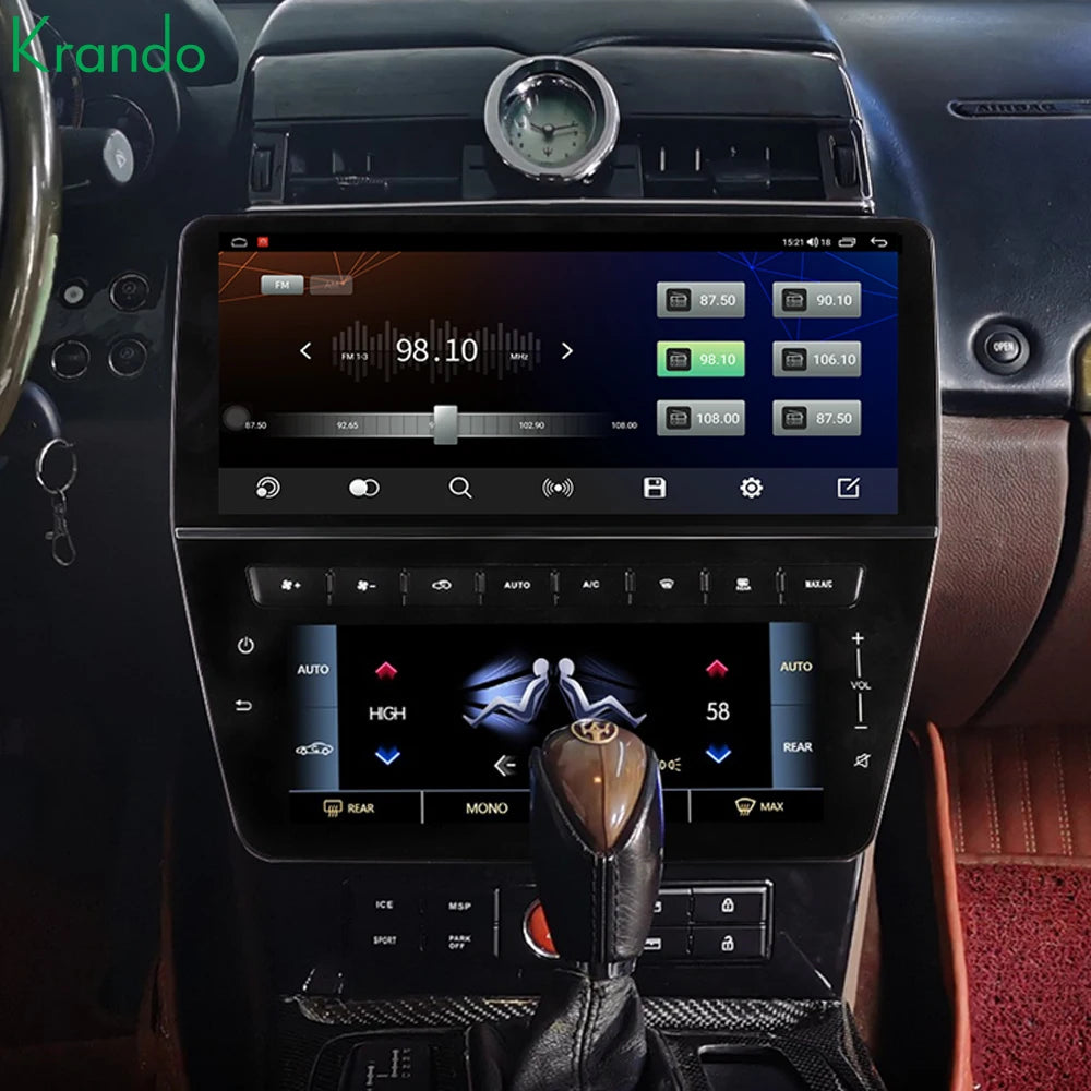 Krando 12.3” Android Navigatie + Airco Scherm voor Maserati Quattroporte 2004-2012 – CarPlay & 4G