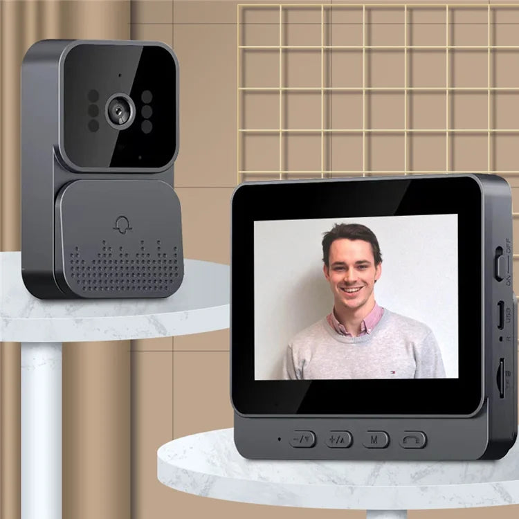 Mini sonnette vidéo intelligente WiFi M10 – 1080p – Écran LCD 4,3 pouces – Sans fil et alimentée par batterie
