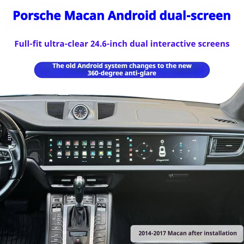 SAIN Double écran 12,3 pouces multimédia Android navigation Porsche Macan 2014-2017 – Mise à niveau CarPlay & Android Auto