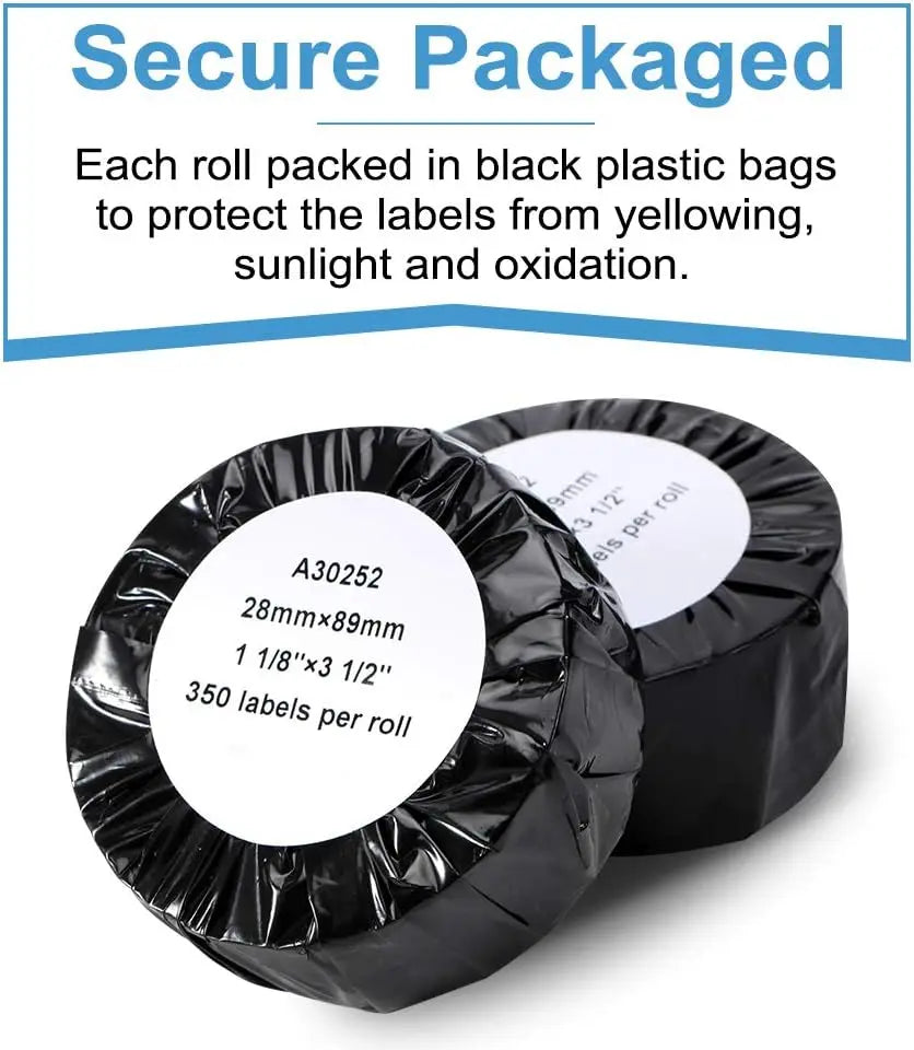 Étiquettes d'adresse Phomemo A30252 28 × 89 mm – Compatibles avec les étiqueteuses Dymo LabelWriter 450 / 4XL