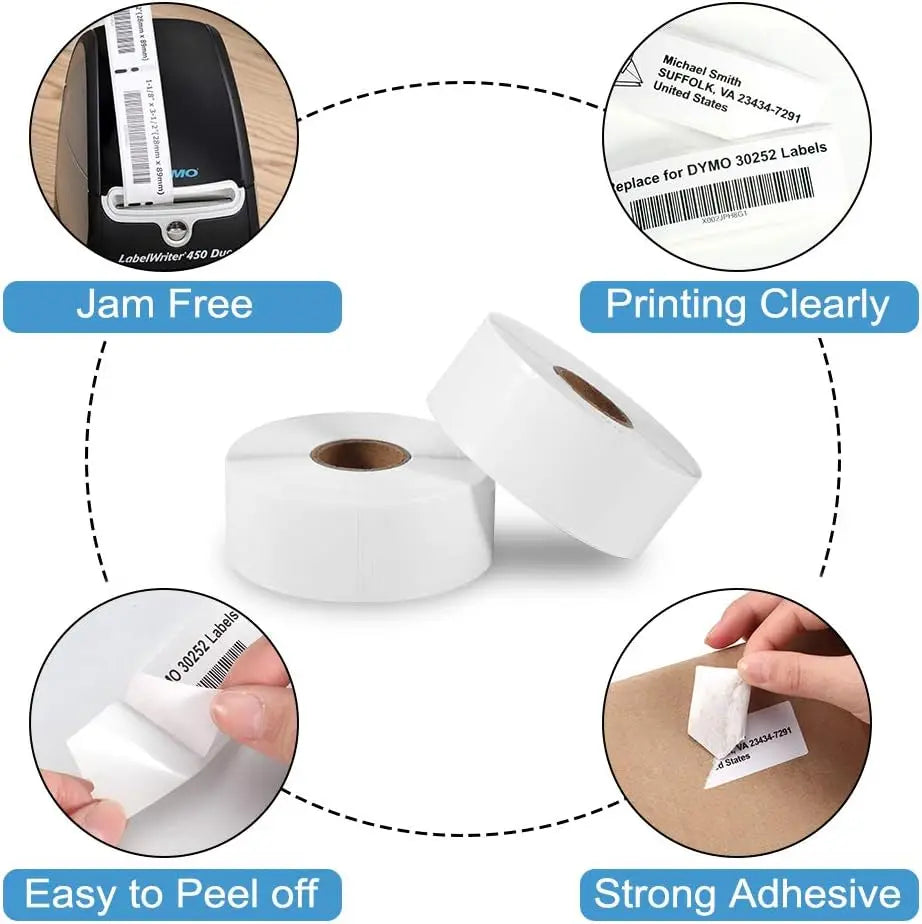 Étiquettes d'adresse Phomemo A30252 28 × 89 mm – Compatibles avec les étiqueteuses Dymo LabelWriter 450 / 4XL
