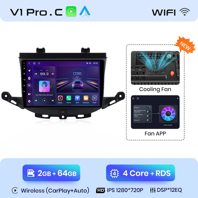 Junsun V1 Draadloze CarPlay & Android Auto Autoradio – Opel Astra K (2015–2019) – Android 13 Navigatie