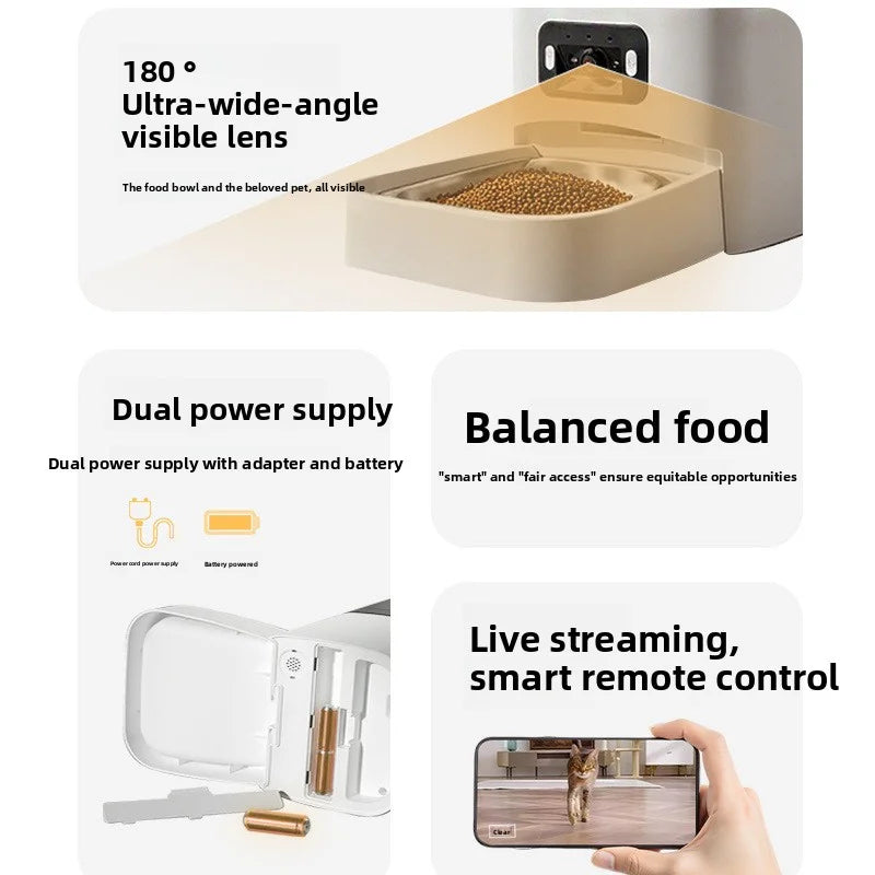 Distributeur automatique intelligent de nourriture pour animaux de compagnie avec Wi-Fi et caméra pour chats et chiens