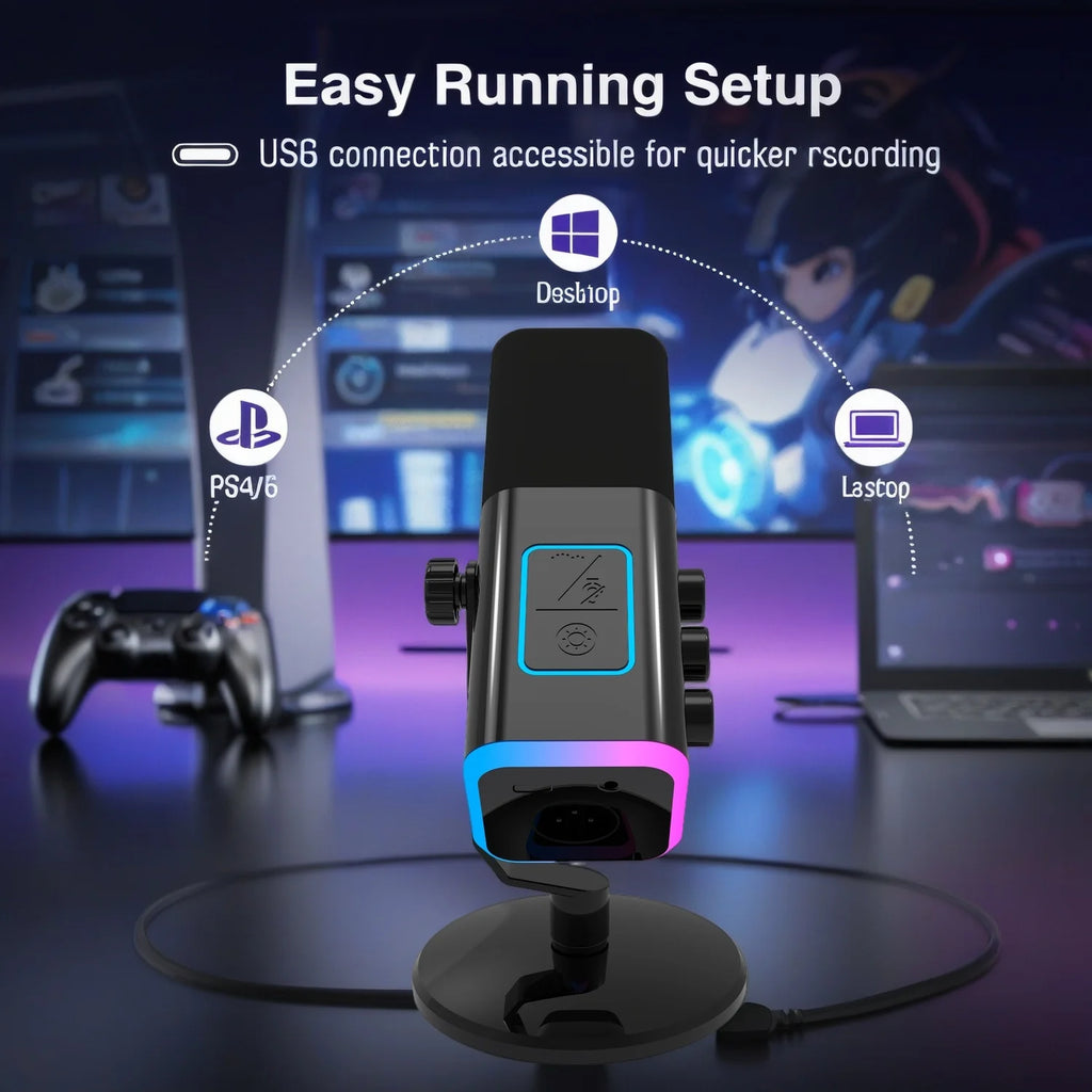 ONELEADER AM8 Professional Microphone – USB & XLR Gaming Microfoon met RGB