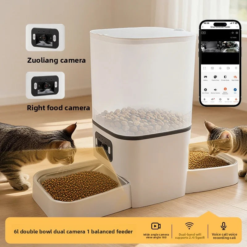 Distributeur automatique intelligent de nourriture pour animaux de compagnie avec Wi-Fi et caméra pour chats et chiens