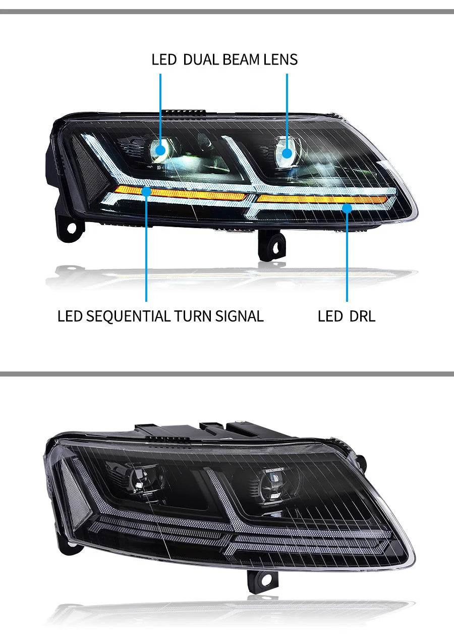 LED-Scheinwerfer mit dynamischem Blinker für Audi A6 (2005–2011) – Tagfahrlicht & Bi-Xenon