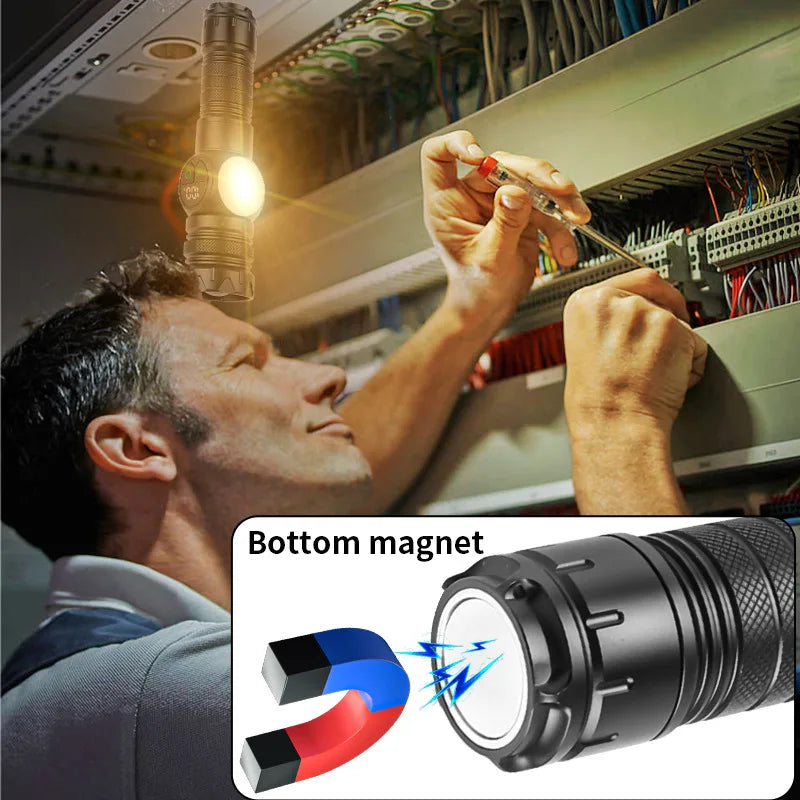 Witte Laser Zaklamp 2500 Lumen – Oplaadbaar – Zoomfunctie – Aluminium Behuizing met Digitaal Display