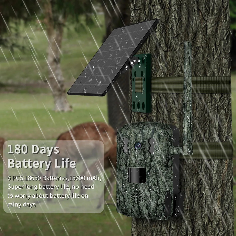4G-Wildkamera mit Nachtsicht und Solarpanel – Kabellose Jagdkamera