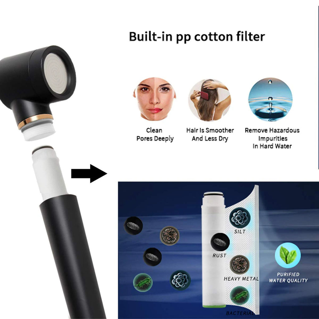 Ionische Douchekop met Filter – Hoge Druk – Mat Zwart – Model ARSH004