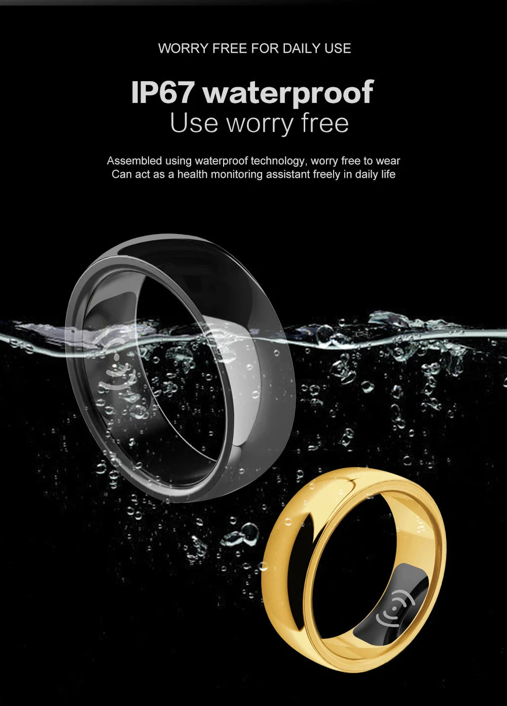 Apex Ring SR300 Smart Health Ring 2024 – Herzfrequenz, SpO₂ & NFC – IP67 Wasserdicht