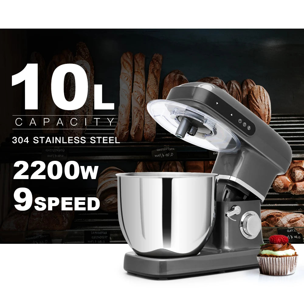 Professionelle Küchenmaschine 10L – 2200W für Teig, Kuchen & Brot