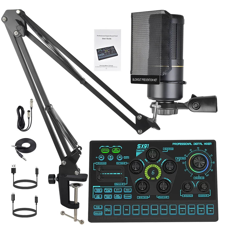 Carte son pour streaming en direct avec effets – Table de mixage audio USB pour podcasts et streaming