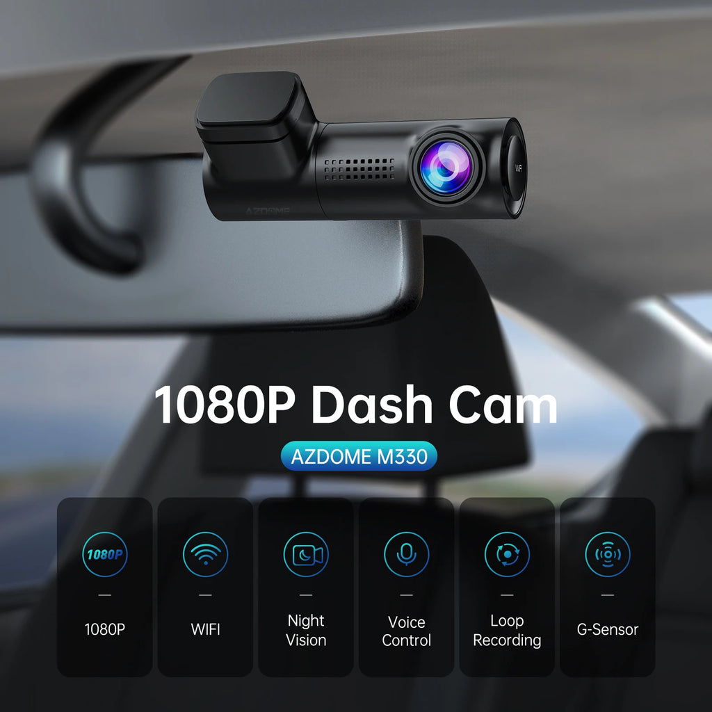 AZDOME M330 MAX 4K Dash Cam – Caméra de tableau de bord 4K pour voiture avec Wi-Fi, commande vocale et mode parking
