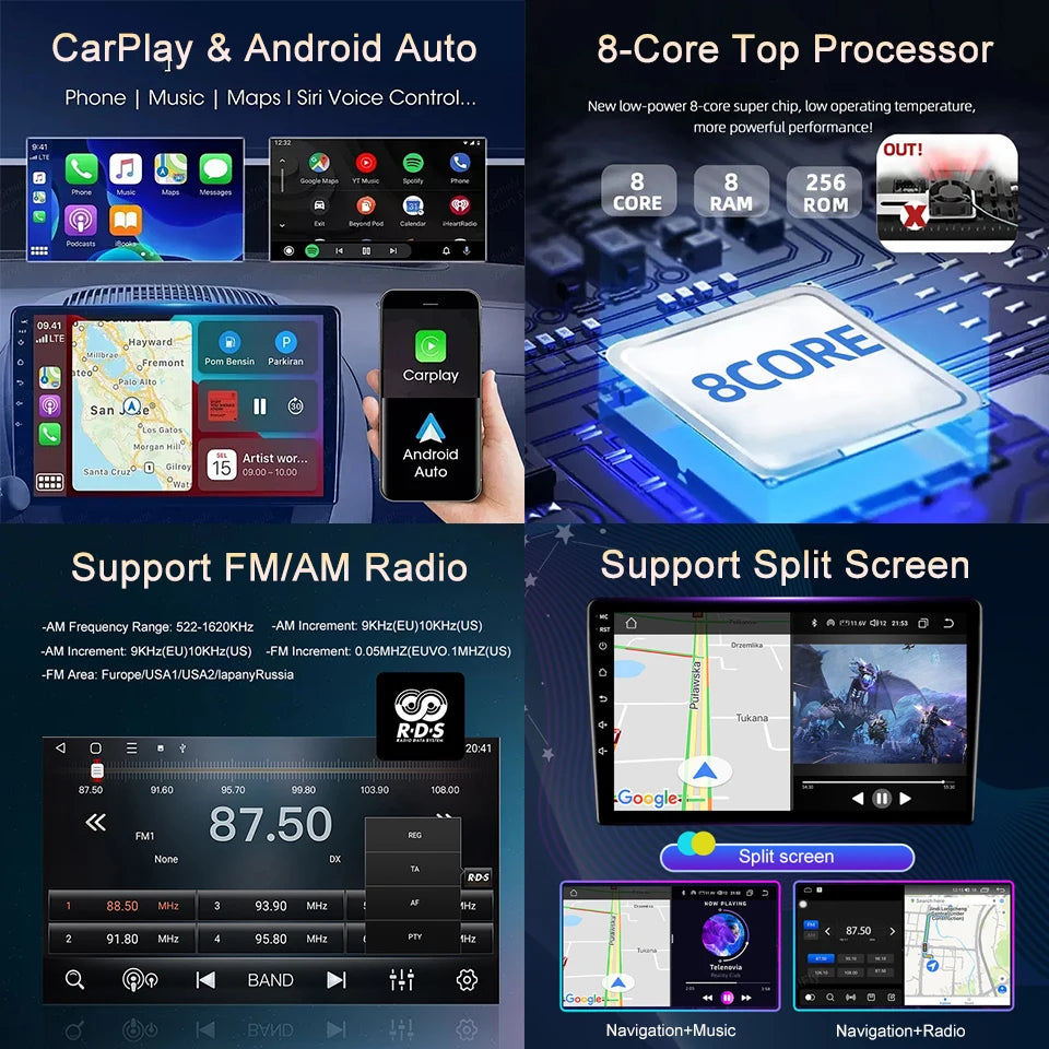 Autoradio Android 13 avec CarPlay et GPS pour Renault Dacia Lodgy (2021) / Dokker (2012–2020)