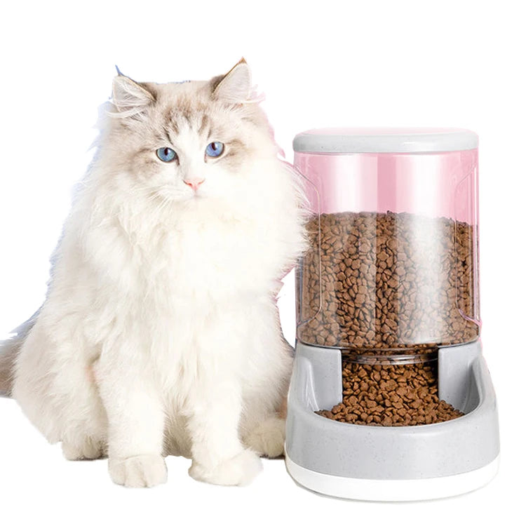 Automatischer Futter- und Wasserspender für Katzen und Hunde – Schwerkraftfutterautomat mit zwei Schalen
