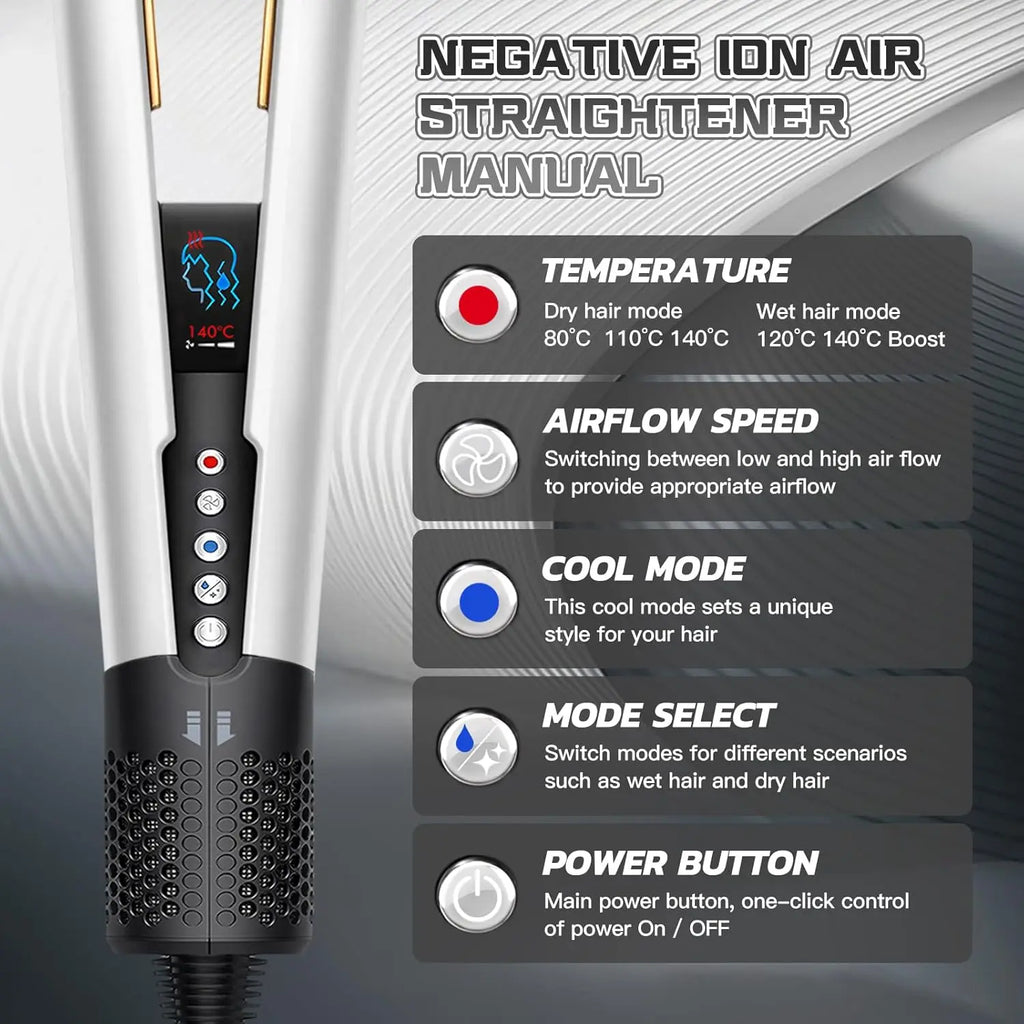 Lisseur et Sèche-cheveux 2-en-1 – Styler Cheveux Wet to Dry avec Technologie Plasma et Flux d'Air