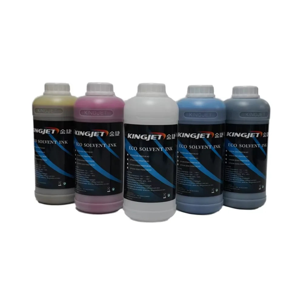 Encre éco-solvant KINGJET 1000 ml – Noire et couleur pour applications d'impression numérique