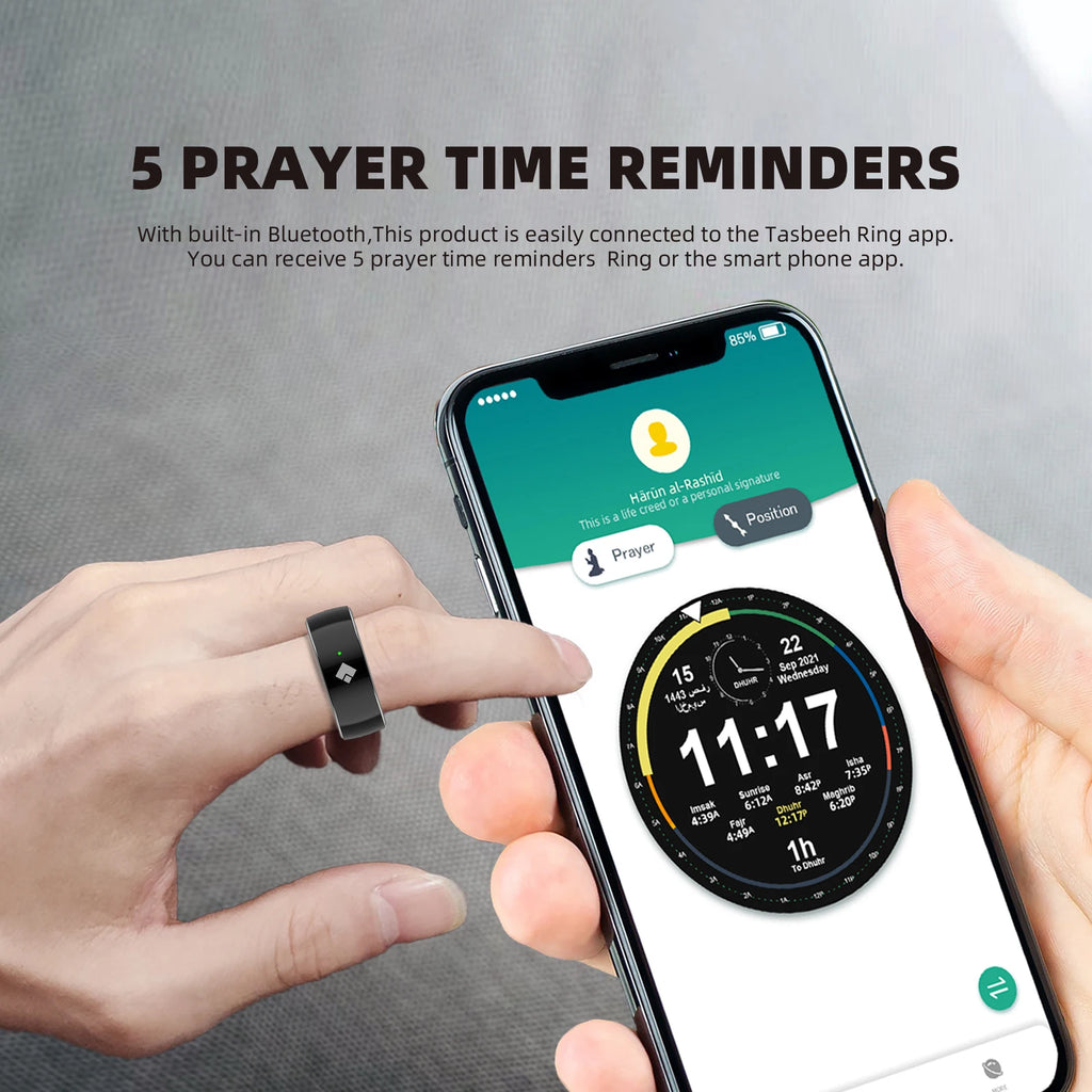 Bague Tasbeeh connectée Equantu QB708 – Comptage numérique des dhikr via application – Étanche