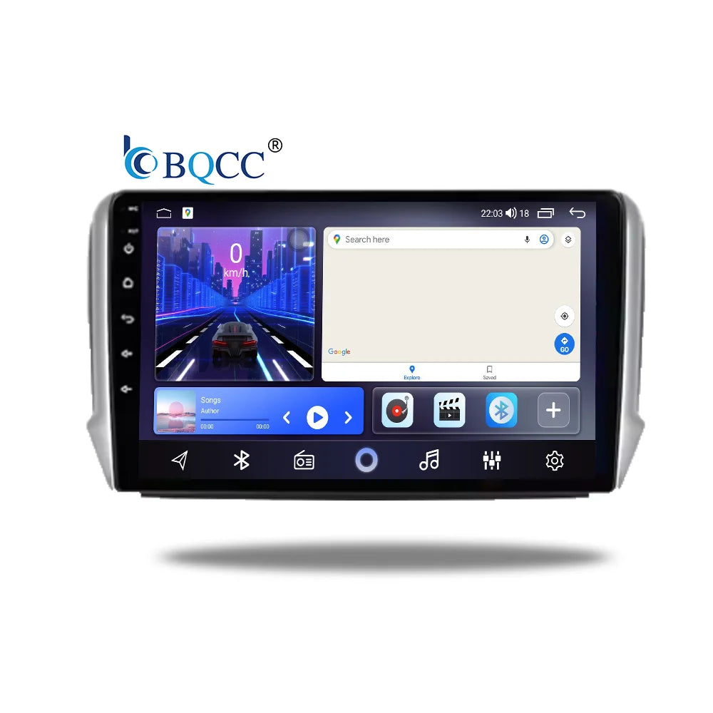 Autoradio Android BQCC 10" avec CarPlay et GPS pour Peugeot 208 / 2008 (2012–2018)