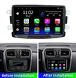 Android 13 Autoradio 8 Inch met CarPlay & GPS voor Dacia Sandero / Duster / Renault Captur / Lada Xray / Logan