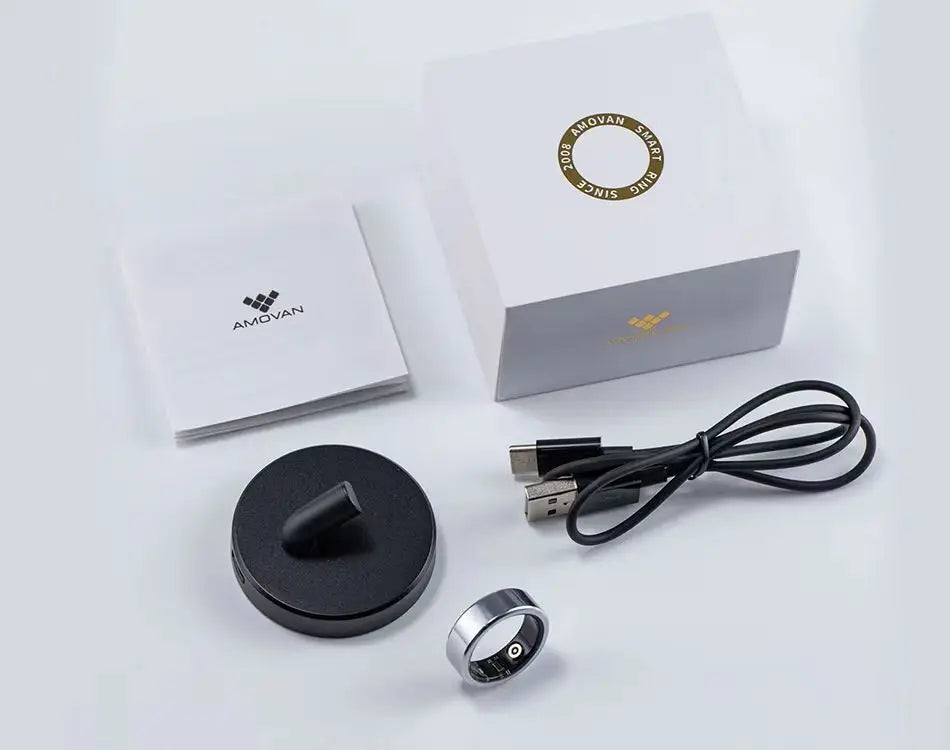 Bague connectée Amovan Nova – Titane – IP68 – Suivi de santé et de forme physique