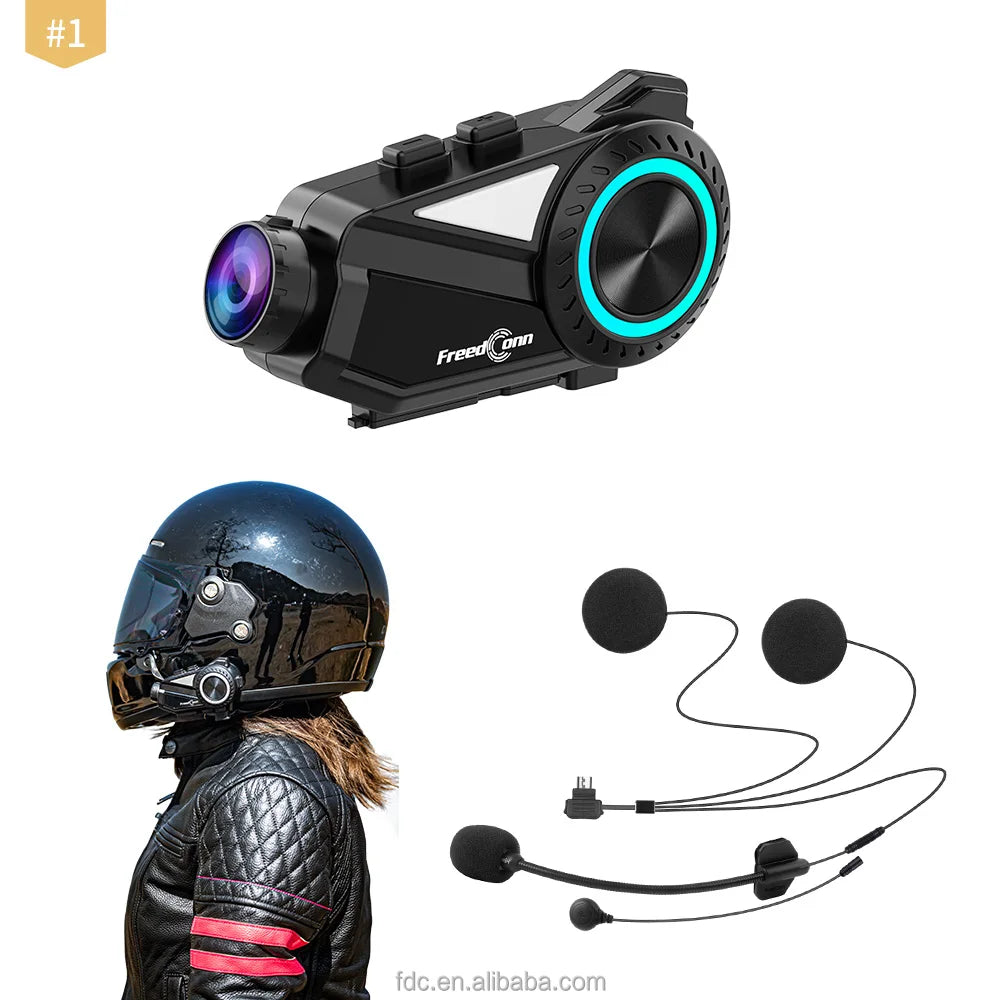 Intercom pour casque moto FreedConn R3-PRO avec caméra 2K – Casque Bluetooth 5.1 avec audio haute résolution
