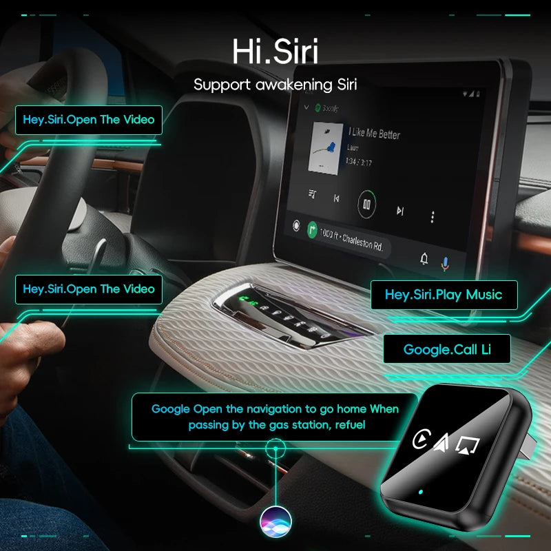 Boîtier CarPlay 3-en-1 QIANYAO – CarPlay et Android Auto sans fil – Plug & Play