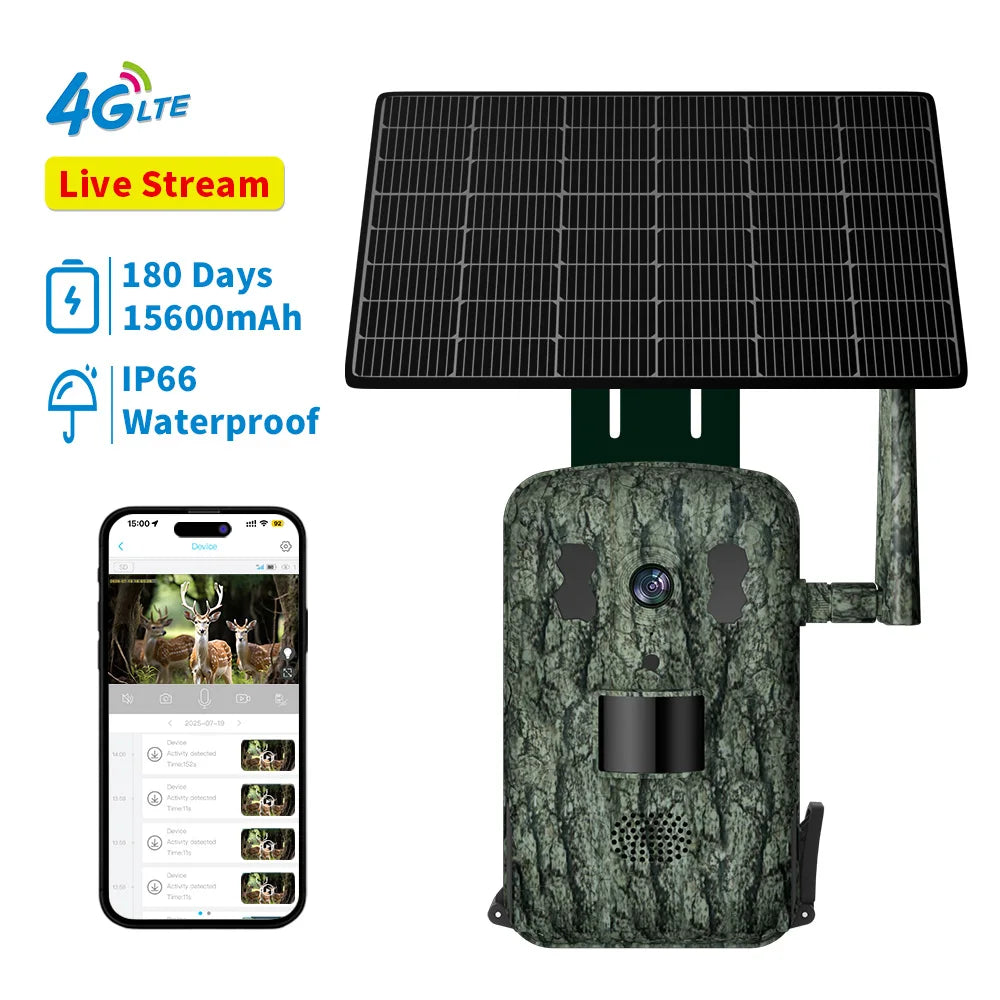 4G-Wildkamera mit Nachtsicht und Solarpanel – Kabellose Jagdkamera