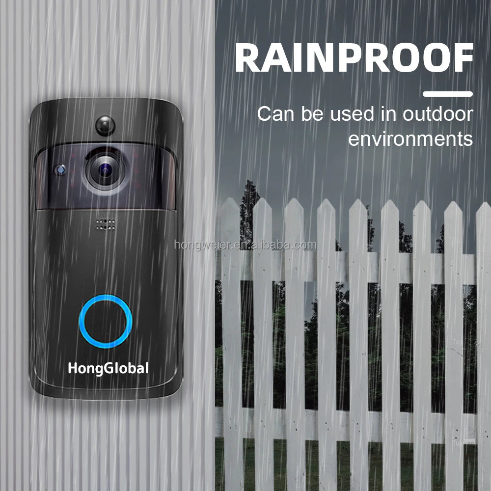 HongGlobal 2MP WiFi Video Deurbel – Draadloos – IR Nachtzicht – Model V5-B