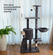 Arbre à Chat Moderne en Bois - Grand Griffoir avec Plateformes d'Escalade et Poteaux en Sisal