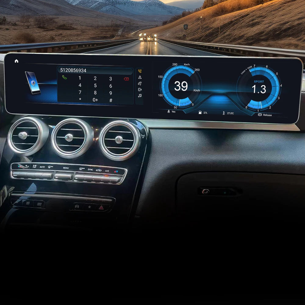 🚘 Autoradio CarPlay à double écran de 24,6 pouces pour Mercedes-Benz GLC et Classe C (2015-2024) – Système multimédia Android 13