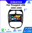 Android 2DIN Autoradio 7” met CarPlay & Android Auto voor Peugeot 206 (2000–2008)