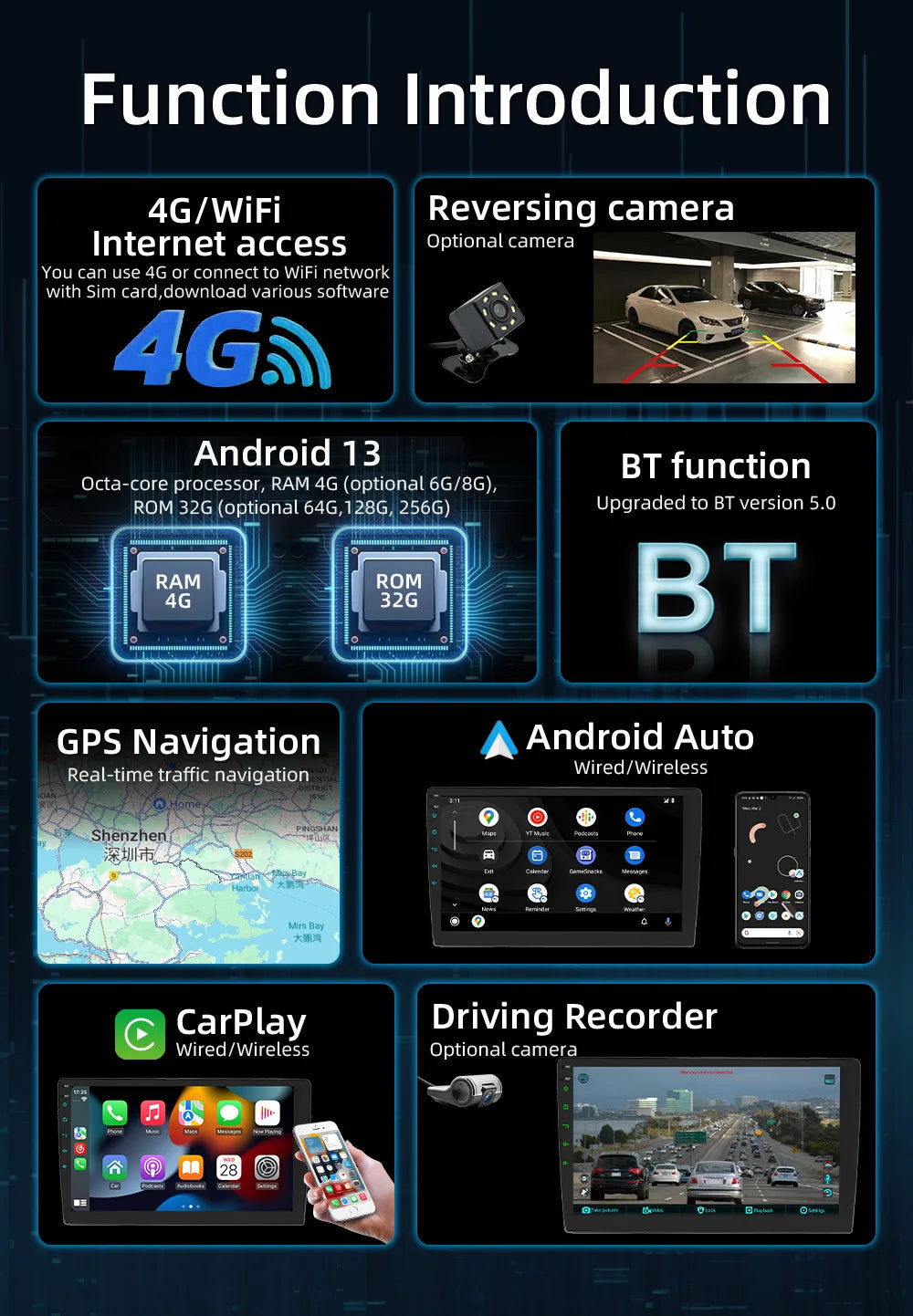 Autoradio Android BQCC 10" avec CarPlay et GPS pour Peugeot 208 / 2008 (2012–2018)