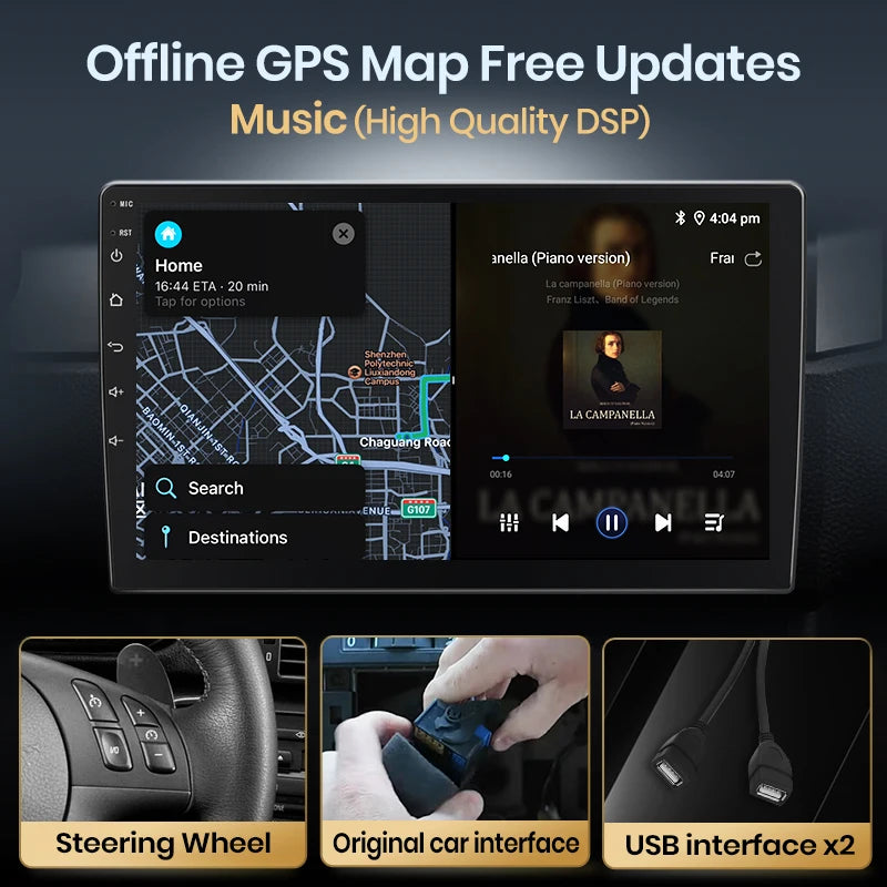 Autoradio Junsun CarPlay et Android Auto – Kia Picanto 2011–2014 – Navigation multimédia Android 12