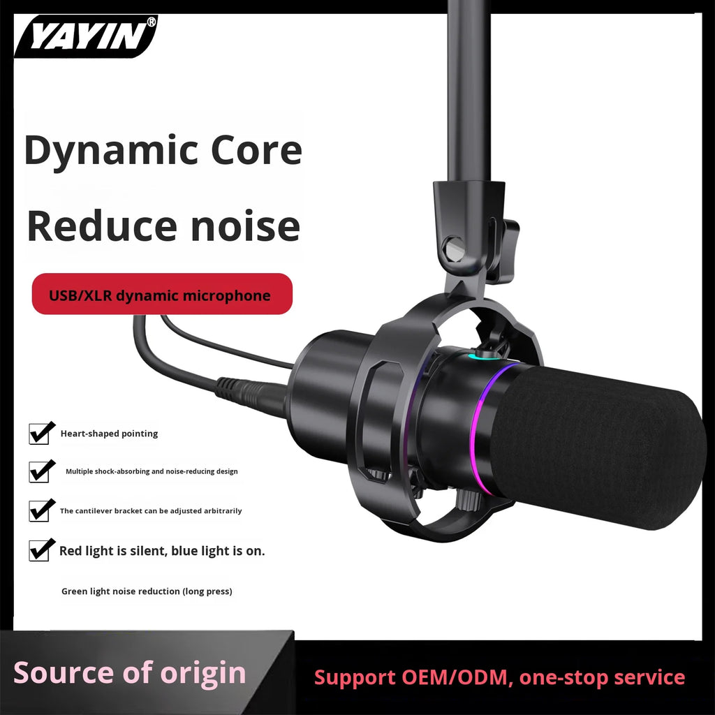 RGB Dynamische USB Microfoon – Cardioïde – Met LED Verlichting – Voor Streaming & Opnames